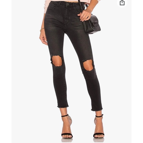 One Teaspoon Freebirds II High Waist Skinny Denim Pants Black Punk Sz 23 - Picture 3 of 7